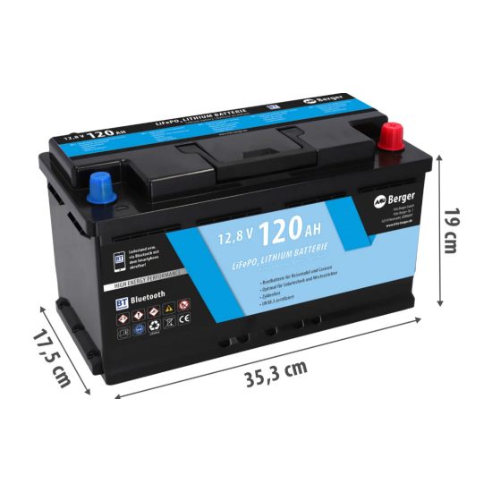 Batteria al Litio Berger LiFePO4 120 Ah 12 V con Bluetooth