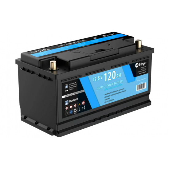 Batteria al Litio Berger LiFePO4 120 Ah 12 V con Bluetooth