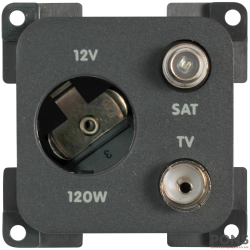 Presa Grigia 12 V Auto + TV + SAT CBE – Modulo combinato per camper e van