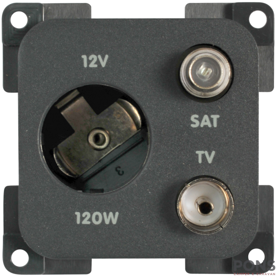 Presa Grigia 12 V Auto + TV + SAT CBE – Modulo combinato per camper e van