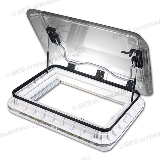 Oblò ExtraVent 70 Camper 50x70 con LED, Oscurante e Zanzariera Plissettati
