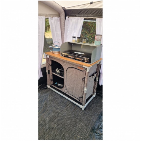 Paravento con Base e Ripiano per Fornello e Barbecue