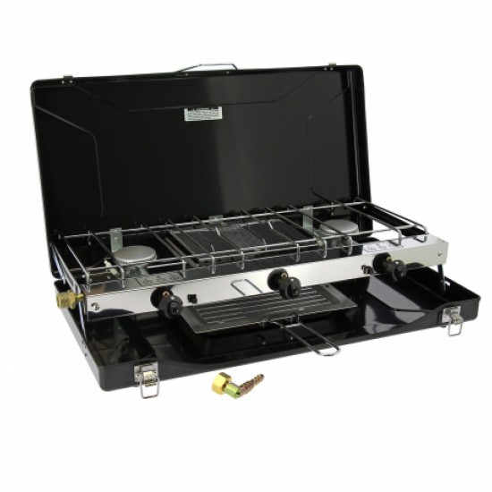 Fornello a Gas INCASA 2 Fuochi con Grill/Tostapane Integrato