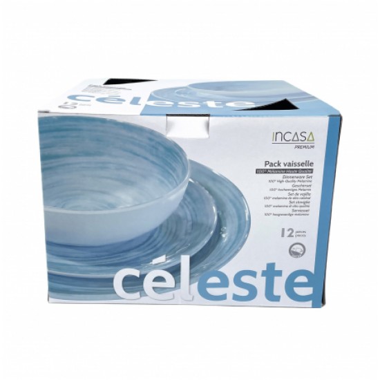 Set Stoviglie Melamina 12 Pezzi Celeste