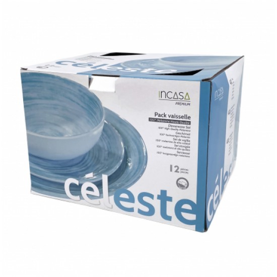 Set Stoviglie Melamina 12 Pezzi Celeste