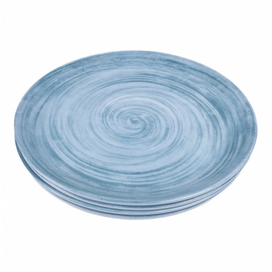 Set Piatti Melamina 4 Pezzi Celeste 28 cm