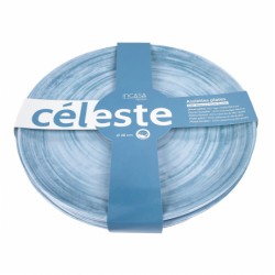 Set Piatti Melamina 4 Pezzi Celeste 28 cm