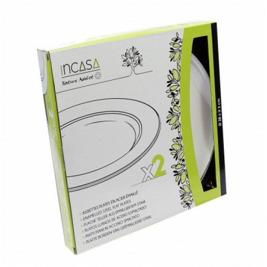 Set Piatti Piani Acciaio Smaltato 2 Pezzi 28 cm