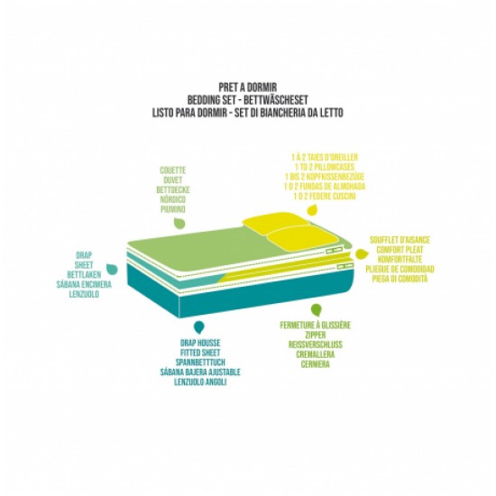 Pronto Letto per Letto Centrale Biloba 100% Cotone 140 x 190 cm