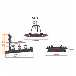 Portabici per Gancio Traino Spinder SL3 Scorrevole - 3 Bici (Espandibile a 4) con Bloccaggio a Chiave