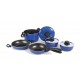 Set pentole in alluminio 9 pezzi blu/nero con rivestimento anti-aderente - ideale per campeggio