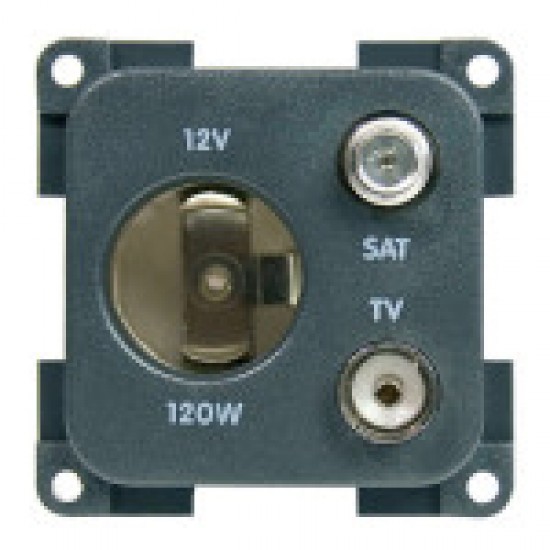 Presa Grigia 12 V Auto + TV + SAT CBE – Modulo combinato per camper e van