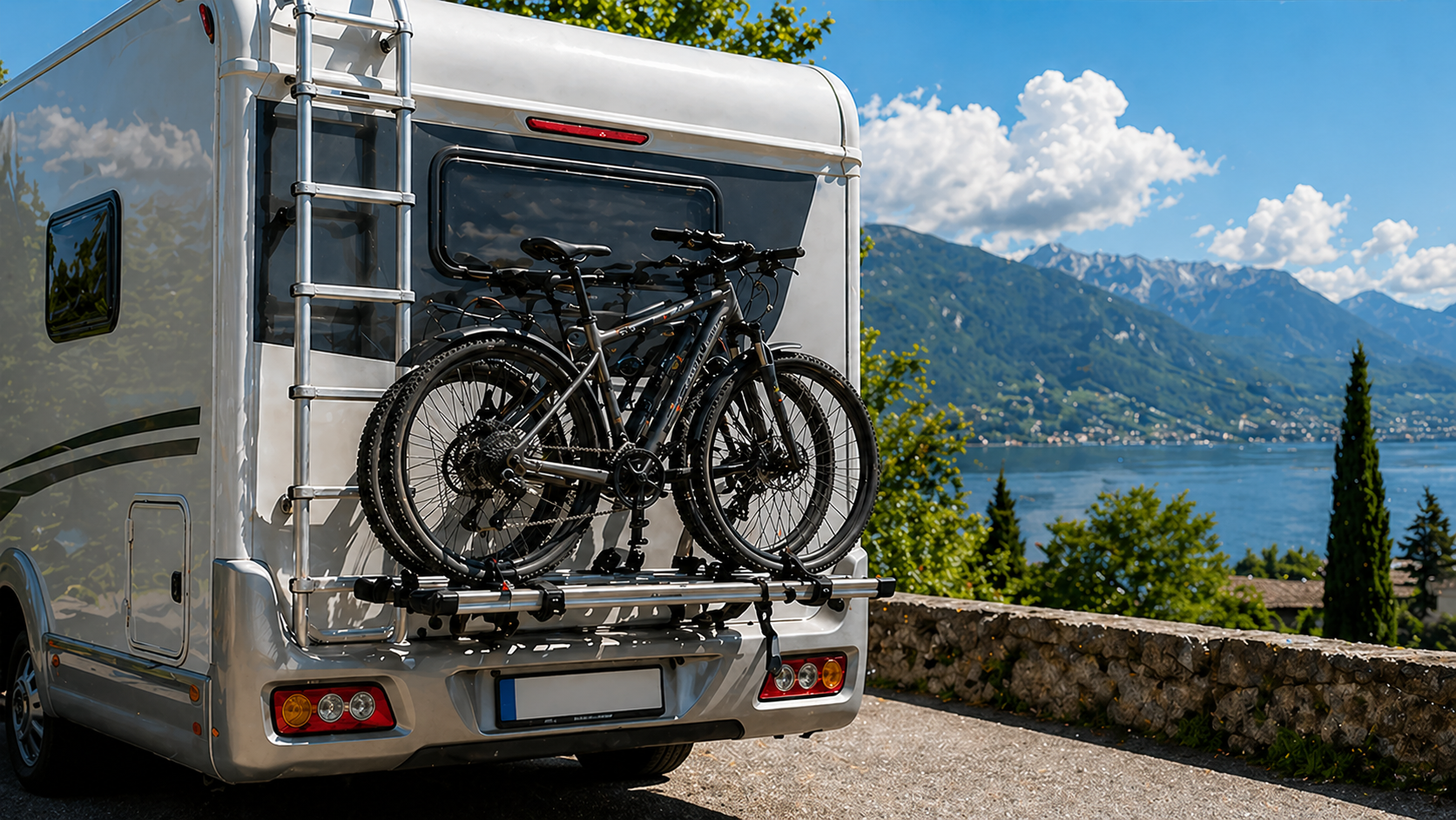 Portabici, portamoto e scalette posteriori per camper
