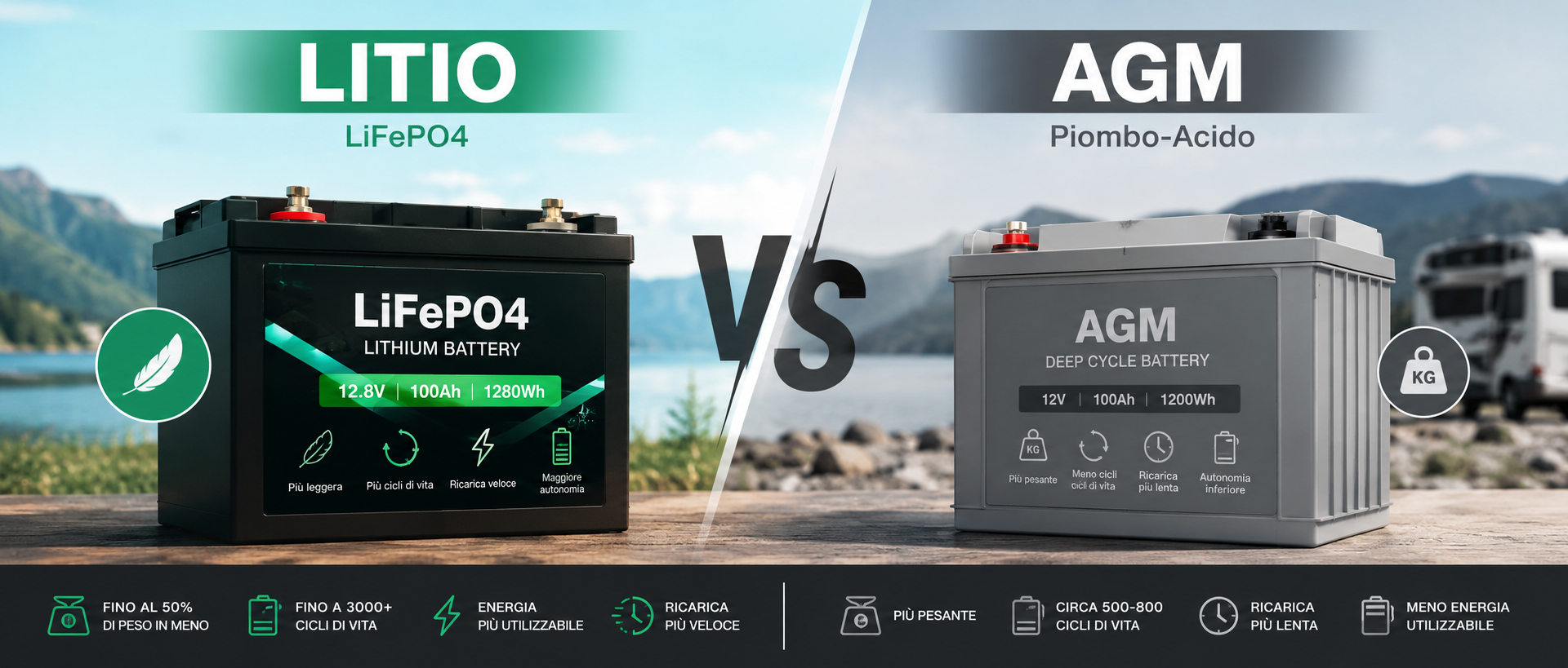 Batteria AGM e batteria al litio LiFePO4 a confronto per camper